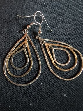 Vintage Israel Sterling & 14k Plate Earrings